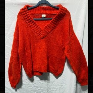 Cozy Red V-Neck Sweater